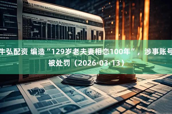 牛弘配资 编造“129岁老夫妻相恋100年”，涉事账号被处罚（2026·03·13）